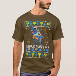 Menorasaurus Re Tre Menorah Ugly Hanukka Chanukka T-Shirt