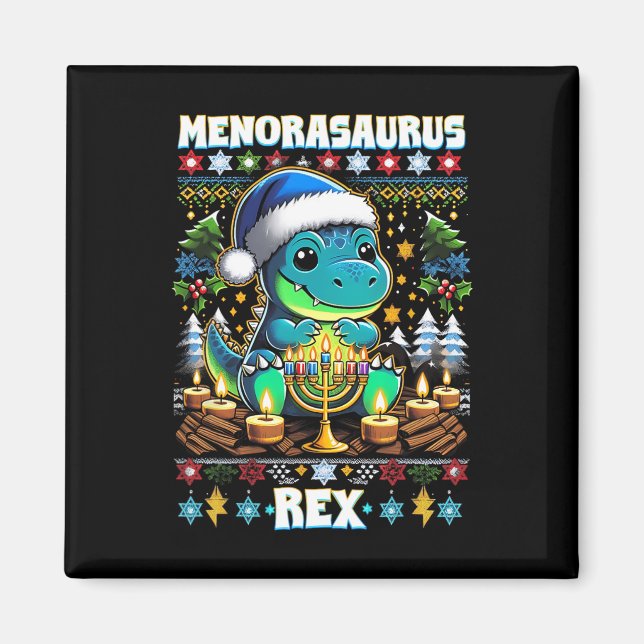 Menorasaurus Rex Dino Trex hässlicher Weihnachtspu Magnet (Vorne)