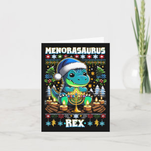 Menorasaurus Rex Dino Trex Ugly Christmas Sweater Karte