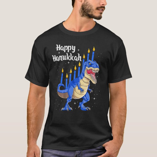 Menorasaurus Rex Dinosaur Chanukkah Happy Hanukkah T-Shirt (Vorderseite)