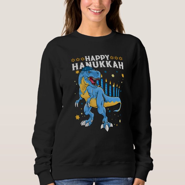 Menorasaurus Rex Dinosaur Happy Hanukkah Boys Kids Sweatshirt (Vorderseite)