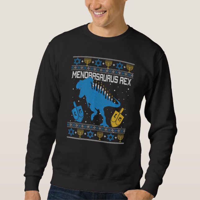 Menorasaurus Rex Dinosaur T Rex Hanukkah Menorah B Sweatshirt (Vorderseite)