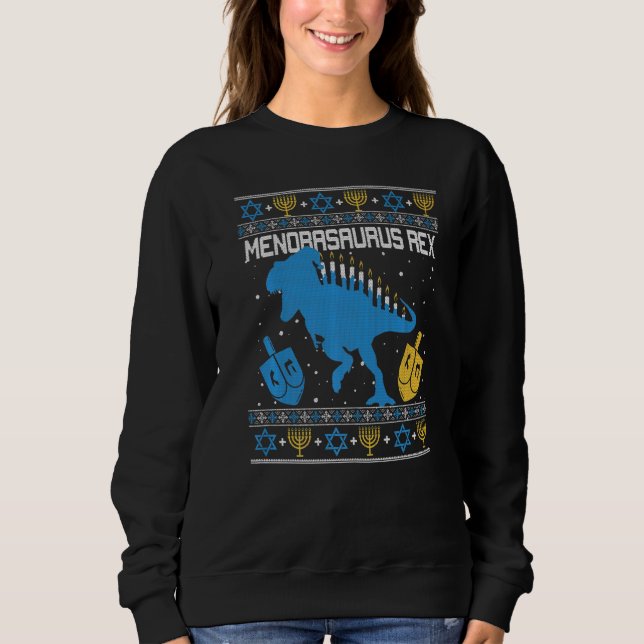 Menorasaurus Rex Dinosaur T Rex Hanukkah Menorah B Sweatshirt (Vorderseite)
