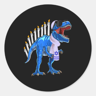 Menorasaurus Rex-Shirt T-Rex Dinosaur Chanukka Gif Runder Aufkleber
