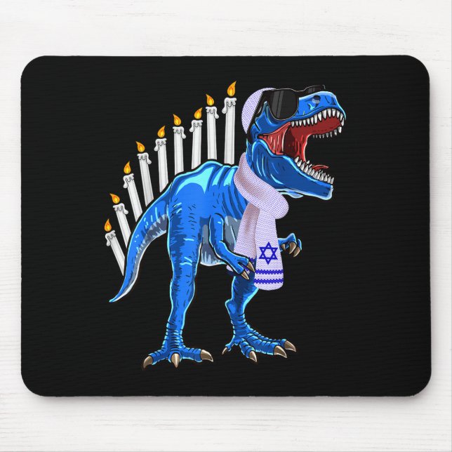 Menorasaurus Rex Shirt T Rex Dinosaur Hanukkah Gif Mousepad (Vorne)