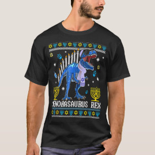 Menorasaurus Rex Trex Menorah Ugly Hanukkah Chanuk T-Shirt