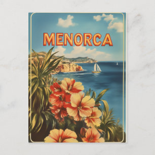Menorca Blumen vintage Postkarte
