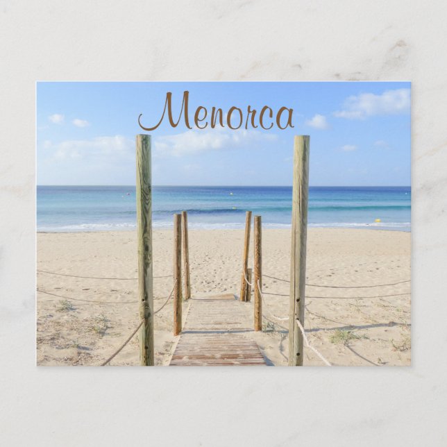 Menorca Boardwalk zum Strand Postkarte (Vorderseite)