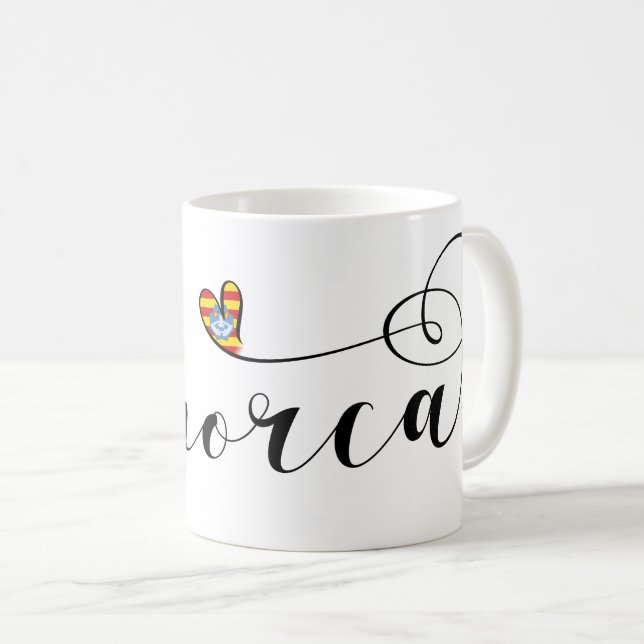 Menorca Flaggenherz, Balearen Kaffeetasse (VorderseiteRechts)