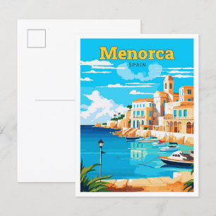 Menorca Spanien Reise Kunst Vintage-Illustration Postkarte