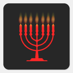 Menorh mit sieben Kerzen Quadratischer Aufkleber