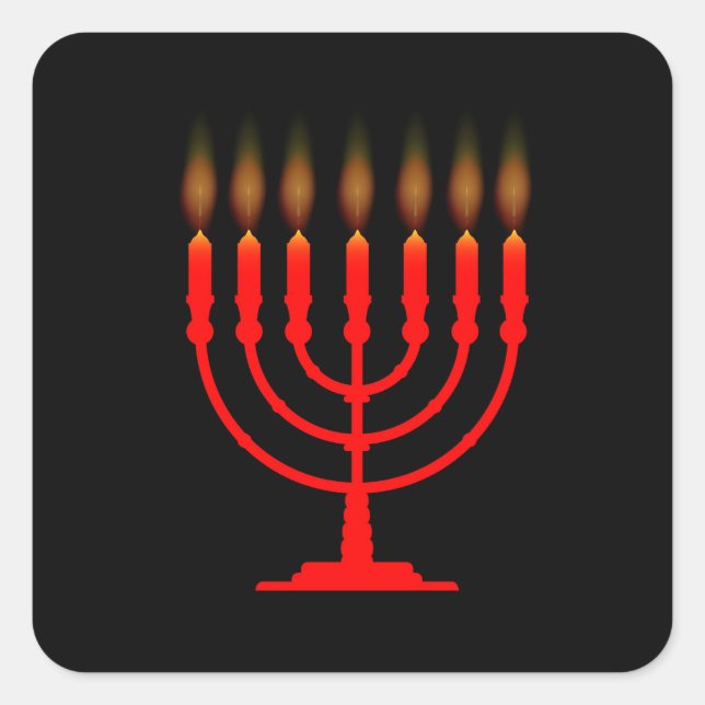 Menorh mit sieben Kerzen Quadratischer Aufkleber (Vorderseite)