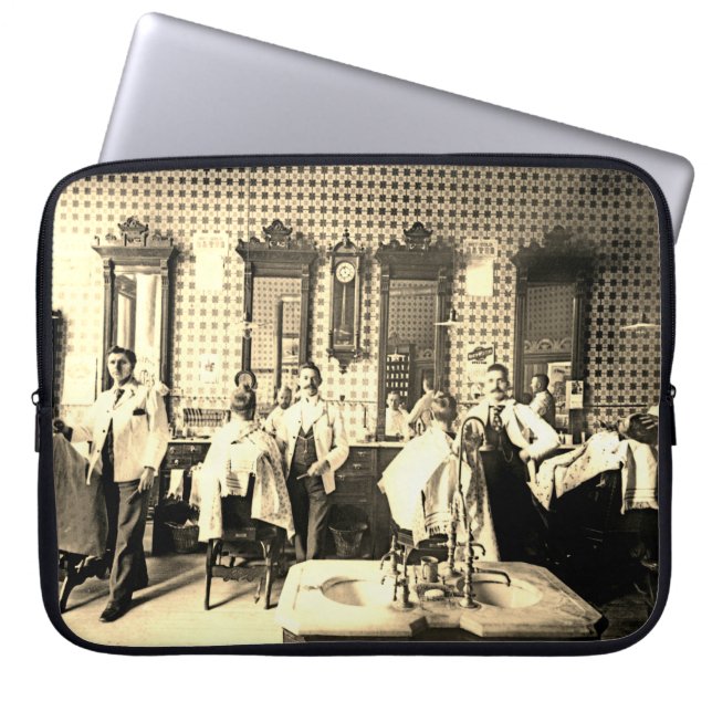 Mens 1890's Barber Shop Friseur Salon Foto Laptopschutzhülle (Vorderseite)