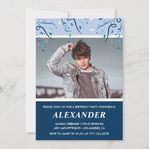 Mens 18. Geburtstag Einladungen Foto Navy Blue