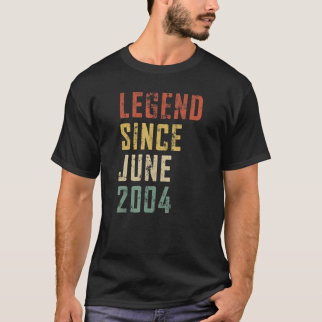 Mens 18 Jahre alt Legend Seit Juni 2004 18. Geburt T-Shirt (Vorderseite)