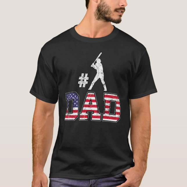 Mens 1 Baseball Vater Happy Fathers Day USA 4. T-Shirt (Vorderseite)