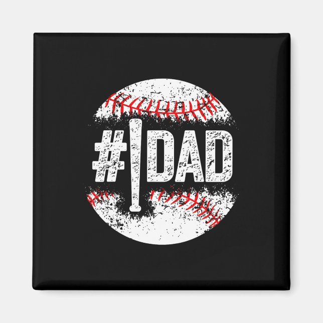 Mens 1 Papa Baseball Nummer Eins Daddy Sohn Baseba Magnet (Vorne)
