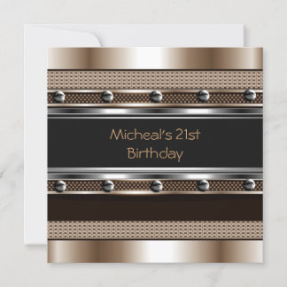 Mens 21. Geburtstag Party Metal Black Mans Einladung