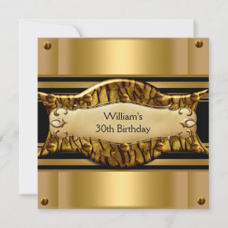 Mens 30. Geburtstag Party Gold Black Exotic Einladung