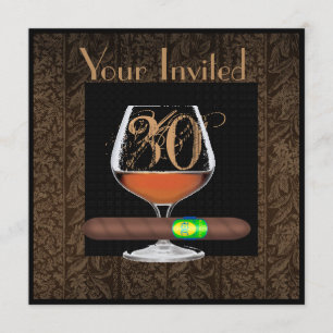 MENS 30. Geburtstagsinvestitionen COGNAC-TEMPLATE Einladung