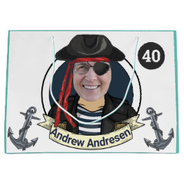 Mens 40. Pirate Geburtstag Funny Add Face Großen S Große Geschenktüte