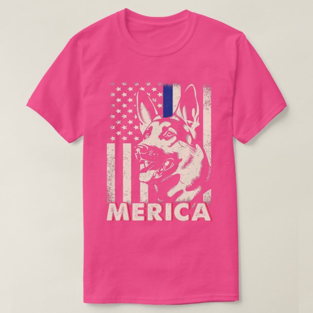 Mens 4. Juli Deutscher Schäferhund Hund Merica Ame T-Shirt (Design vorne)