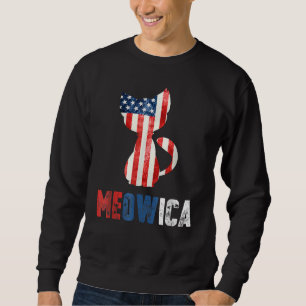 Mens 4. Juli Meowica Cat Patriotic American Fl Sweatshirt