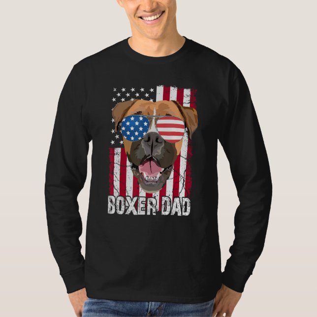 Mens 4th of July Boxer Dog Dad Father Day  USA Fla T-Shirt (Vorderseite)