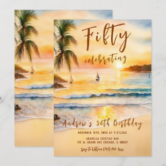 Mens 50. Geburtstag Beach Party Einladung