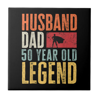 Mens 50. Geburtstag Vater Husband Legend Funny Vin Fliese
