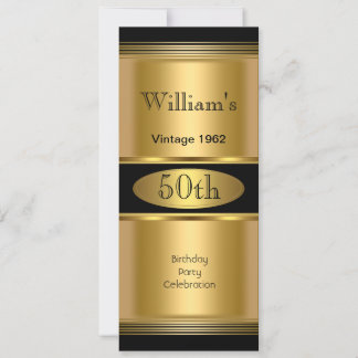 Mens 50. Geburtstagsparty Gold Black Vintag Einladung
