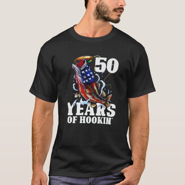 Mens 50 Jahre Hokin'Funny America Bass Fishin T-Shirt (Vorderseite)