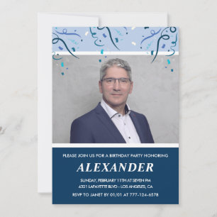 Mens 60. Geburtstag Einladungen Foto Navy Blue