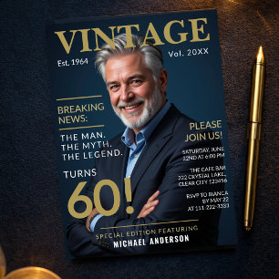Mens 60. Geburtstag Magazin Stil Einladung