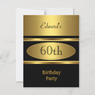 Mens 60. Geburtstagsparty Gold Black Einladung