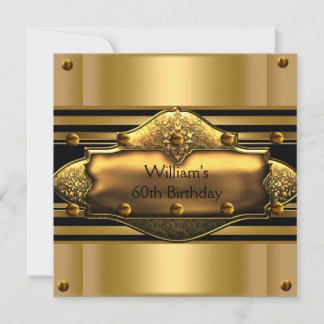 Mens 60. Geburtstagsparty Gold Black Mans Einladung