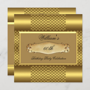 Mens 60. Geburtstagsparty Gold Metal Mans 2 Einladung