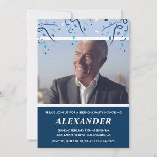 Mens 70. Geburtstag Einladungen Foto Navy Blue