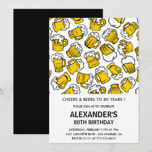 Mens 80. Geburtstag Einladungen Beers Pattern