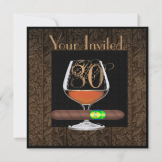 MENS 80. Geburtstagsinvestitionen COGNAC-TEMPLATE Einladung