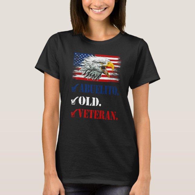 Mens Abuelito Old Veteran American Eagle Flag Fami T-Shirt (Vorderseite)