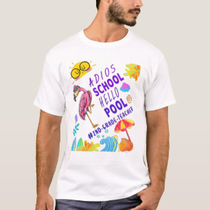 Mens Adios Schule Hallo Pool, Flamingo Funny 2Nd G T-Shirt