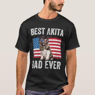Mens Akita Vater American Flag Akita Dog Lo T-Shirt