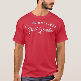 Mens All American Great Grandpa , Cute Flag Birthd T-Shirt