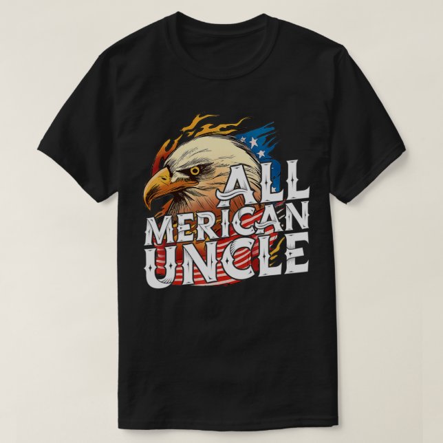 Mens All Merican Uncle 4. Juli Day Eagle USA F T-Shirt (Design vorne)