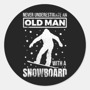 Mens Alter Snowboarder Opa Snowboard Enthusiasten Runder Aufkleber