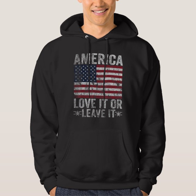 Mens America Liebe es oder Verlass es Patriotic 4. Hoodie (Vorderseite)