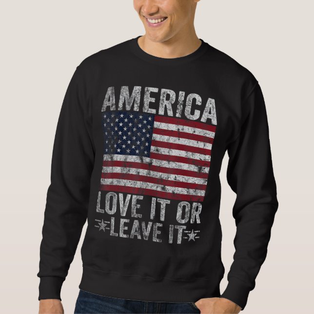 Mens America Liebe es oder Verlass es Patriotic 4. Sweatshirt (Vorderseite)