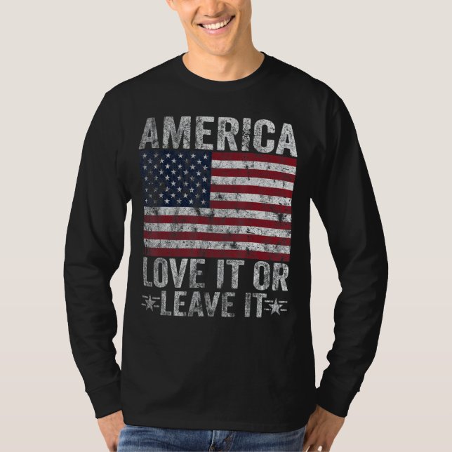 Mens America Liebe es oder Verlass es Patriotic 4. T-Shirt (Vorderseite)