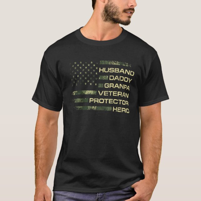 Mens American Flag Band Daddy Granpa Veteran Pr T-Shirt (Vorderseite)